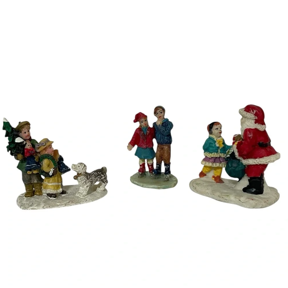 Vintage Set/3 Victorian snow village figurines